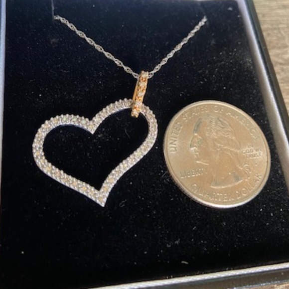 Gold and Diamond Heart Necklace ,   1/3 Carat of Diamonds and 10K Solid Gold - Picture 3 of 5